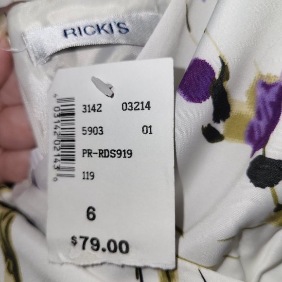 NWT Rikki's White/Purple Floral Sleeveless Dress - Picture 2 of 3